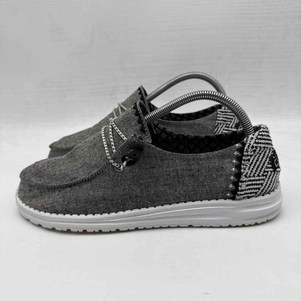 Hey Dude Wendy Womens Chambray Onyx Canvas Slip On Loafers Size 9 Shoes - Picture 6 of 16